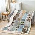 thumbnail image 2 of Rustic Farmhouse Fleece Blanket Queen Size, Windmill Throw Blanket Women, Cow Farm Animal Wooden Sherpa Blanket Barn Door Western Country Plush Bed Blanket Bedroom Decor, Teal, 2 of 6