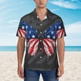 thumbnail image 2 of Pofeuu Butterfly With USA Flag Print Hawaiian Shirt for Men Sleeves Casual Button Down Summer Beach Dress Shirts T-Shirts,XX-Large, 2 of 7