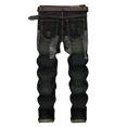 thumbnail image 4 of Hvyesh Men's Ripped Skinny Slim Fit Moto Biker Stretch Distressed Destroyed Denim Jeans, 4 of 9