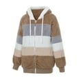thumbnail image 2 of Nituyy Women Contrast Color Hooded Coat, Long Sleeve Zip-up Plush Tops for Spring, Autumn, 2 of 9
