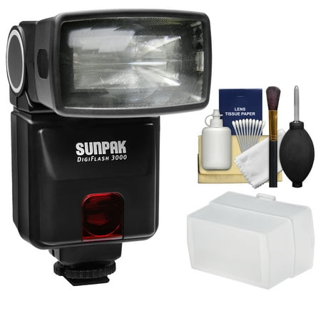 Sunpak DigiFlash 3000 iTTL Electronic Flash with Diffuser Kit for Nikon D3200, D3300, D5200, D5300, D5500, D7000, D7100, D610, D750 DSLR (Best On Camera Flash Diffuser)