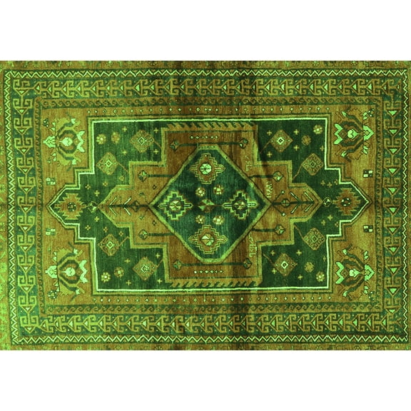 Ahgly Company Indoor Rectangle Persian Green Traditional Area Rugs, 5' x 7'