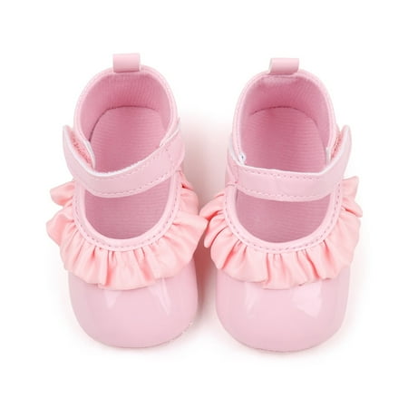

aturustex Baby Girls Mary Jane Shoes Ruffled Princess Flats Walking Shoes