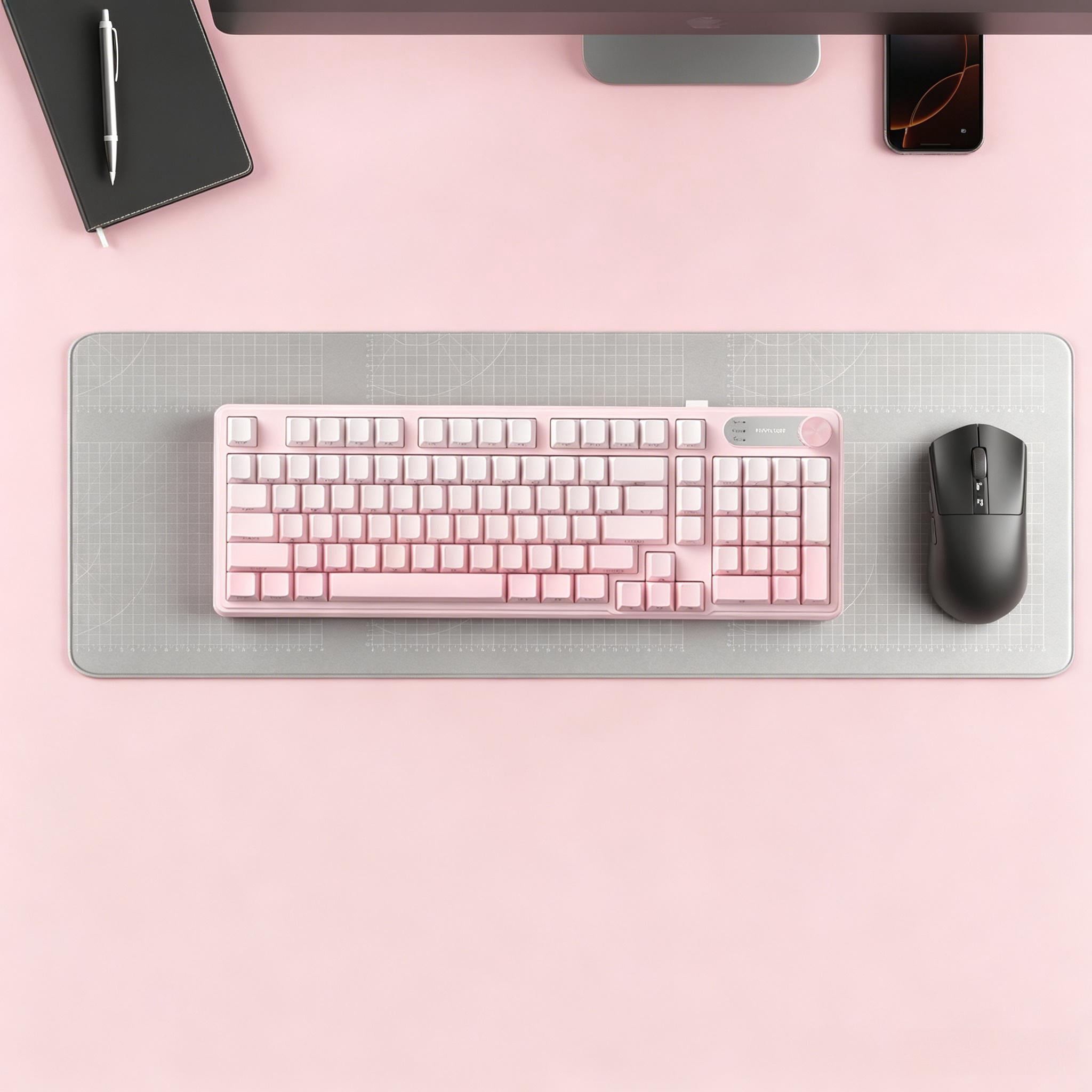 Rechale IP98 Mechanical Feel Keyboard, 98-Key Wired Gaming Keyboard, IPX8 Waterproof Side Printed PBT RGB Keycaps, 19-Key Anti-Ghosting (Pink)