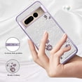 thumbnail image 2 of Cover for Google Pixel 7 Pro Case Clear Glitter Sparkle Aesthetic Google Pixel 7 Pro Phone Case Silicone Soft Flower Anti-Scratch Shockproof Funda Purple Slim (Silver-Purple), 2 of 14
