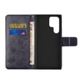 thumbnail image 2 of Wallet Case for Samsung Galaxy S23 Ultra, Embossed Butterfly & Flower Premium PU Leather [Folio Flip][Kickstand][Card Slots][Wrist Strap][Kickstand]Phone Cover for Samsung Galaxy S23 Ultra, Purple, 2 of 5