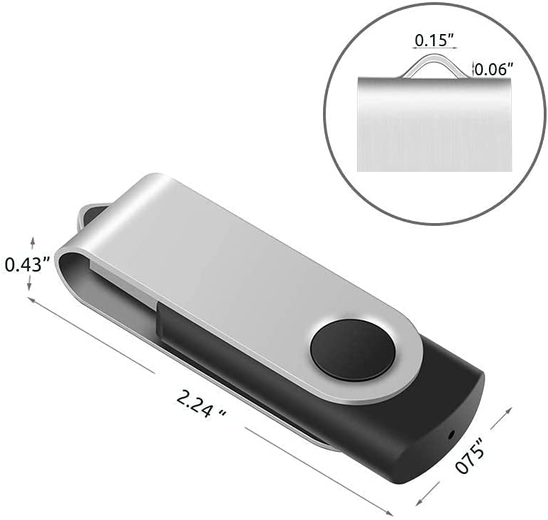 20 Pack 16GB USB 2.0 Flash Drive Metal Swivel Memory Stick Rotating Thumb Drives 