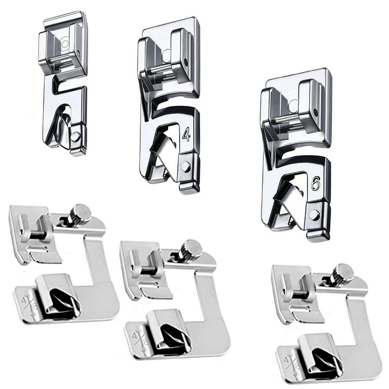 6PCS Rolled Hemmer Presser Foot Kit For Brother Singer Household Sewing  Machines