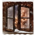 thumbnail image 3 of Ambesonne Winter Shower Curtain, Xmas Tree in the Cabin, 69"Wx70"L, Brown White, 3 of 3