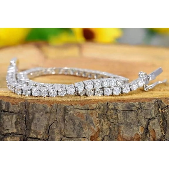 10Ct Round Cut Lab Created Diamond Womens Tennis Bracelet 14k White Gold Plated 3MM
