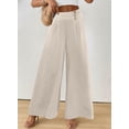 thumbnail image 4 of DOKOTOO Womens Casual Wide Leg Pants High Waisted Button Pleated Business Work Trousers Flowy Beach Palazzo Pants, 4 of 9