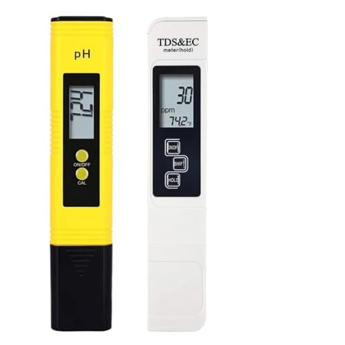 TDS Meter,PH Meter & TDS Meter Digital Water Quality Tester 0-14 PH Meter Tester 0-9990PPM TDS&EC LCD Water Purity PPM Aquarium Filter,Digital Water Tester(PH TDS White)