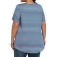 thumbnail image 4 of QUNYINEY Short Sleeve Spring Tops for Women 2025 Crew Neck Casual Striped Blouses Loose Pleated Plus Size Pullover Tops, 4 of 6