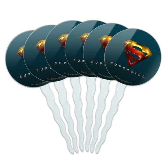 Supergirl TV Series Logo Cupcake Picks Toppers Decoration Set of 6