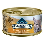 Blue Buffalo Wilderness High Protein Grain Free, Natural Adult Pate Wet Cat Food, Flatland Feast 3-oz cans (Pack of 24)