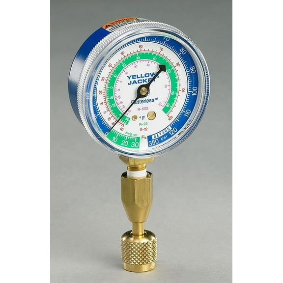Yellow Jacket Test Gauge, 3 1/8 in Dia, Blue 40345