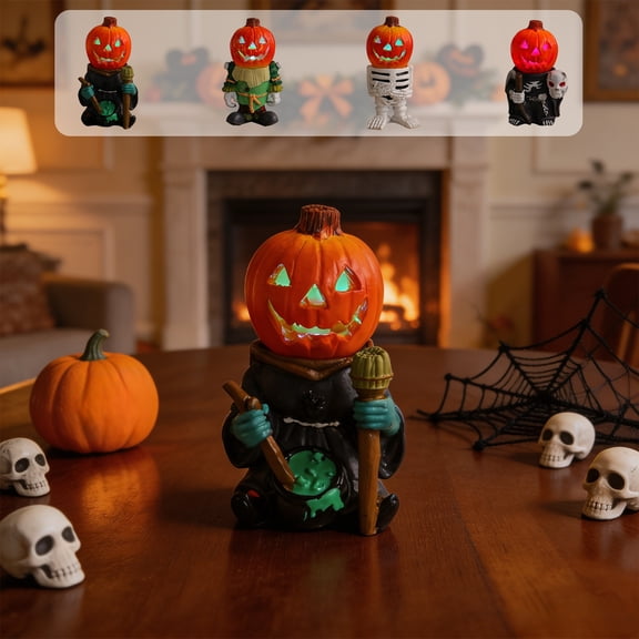 Halloween Decorations Savings, Tarmeek Halloween Night Light Resin Ghost Lamp, Spooky Light for Ambient Lighting, Glow-in-the-Dark Mini Pumpkin Ghost Themed Decor for Garden Yard Use