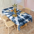 thumbnail image 3 of Blue Tie Dye Starburst Pattern Rectangle Tablecloth 60"x120",Waterproof Polyester Rectangle Table Cloth, Wipeable Spillproof Polyester Tablecloth for Dining, Camping, Indoor and Outdoor, 3 of 6