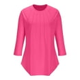 thumbnail image 6 of Drses 3/4 Length Sleeve Womens Tops Round Neck Casual Tunic Tops Basic Pleated Shirts Loose Fit, 6 of 8