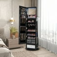 thumbnail image 3 of Giantex 360° Swivel Jewelry Cabinet, Standing Jewelry Armoire Organizer w/LED Light, Full Length Mirror & Dressing table, Black, 3 of 9