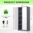 thumbnail image 3 of 72" Metal Office Storage Locking Cabinet, Lockable Garage Storage Cabinets, High Office Cabinet with Adjustable Shelves for Garage(Grey White), 3 of 9