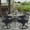 Antique Bronze / Navy Blue, variant on SOCIALCOMFY 5-Piece Outdoor Patio Dining Set, All-Weather Cast Aluminum Patio Table Set, Include 4 Swivel Chairs and a 35.4 inch Round Table w/Umbrella Hole for Balcony Garden Backyard, Khaki