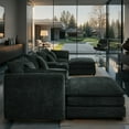 thumbnail image 6 of Black Couches for Living Room: U-Shaped 144" Extra Comfy Modular Sectional Sofa with Storage Ottoman & Cup Holders - 6 Seat Cloud Fluffy Chenille, 6 of 11
