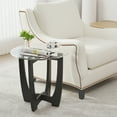 thumbnail image 4 of Gymax 2PCS 23.5'' Round End Table w/Glass Tabletop Cross-shaped Solid Rubber Wood Frame, 4 of 10