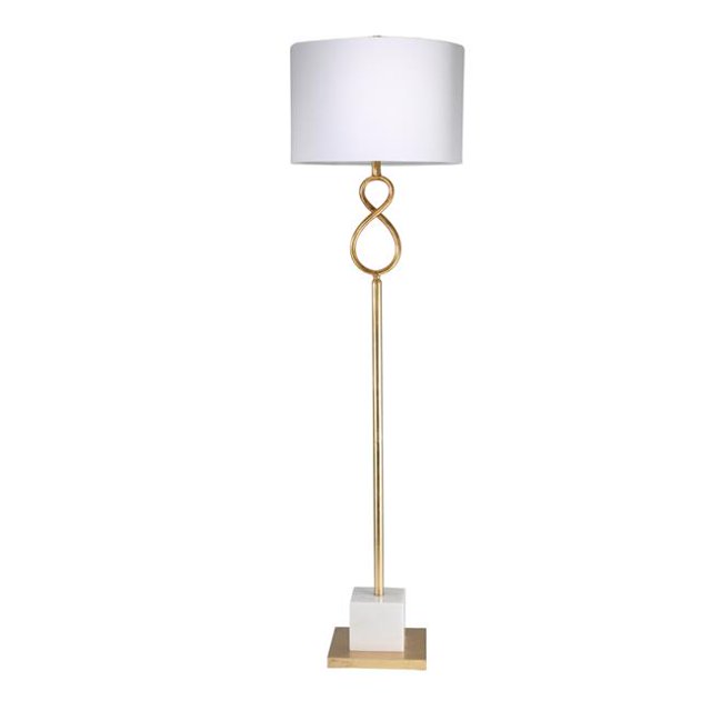 Benjara BM229447 Metal Floor Lamp with Infinity Accent & Tubular Support, Gold