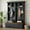 Black + Dark Walnut, variant on 4-in-1 Hall Tree with Wood Grain Bench, Mudroom Versatile Coat Rack with 6 Hooks & 2 Large Drawer, Farmhouse Entrance Organizer for Living Room, Hallway, White