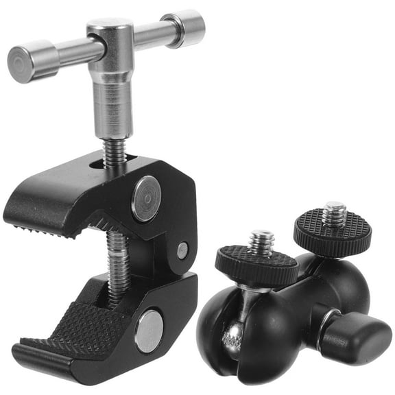 unbranded 2 Pcs Super Clamp Strong Clamp Double Heads Rack 8x5.5x2cm Black