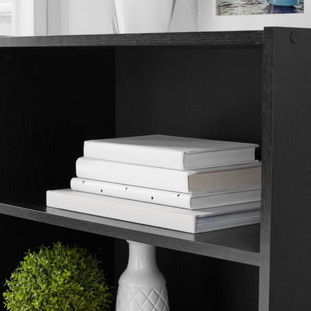 MAINSTAYS 3-SHELF BOOKCASE WITH ADJUSTABLE SHELVES, TRUE BLACK OAK
