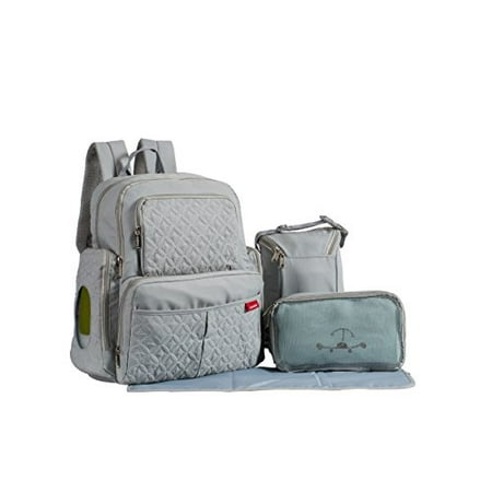 Collection Baby Diaper Stacker - SoHo Collection, Manhattan 5 pieces Diaper BackPak Set * Limited Tme Offer! * (Silver Gray)