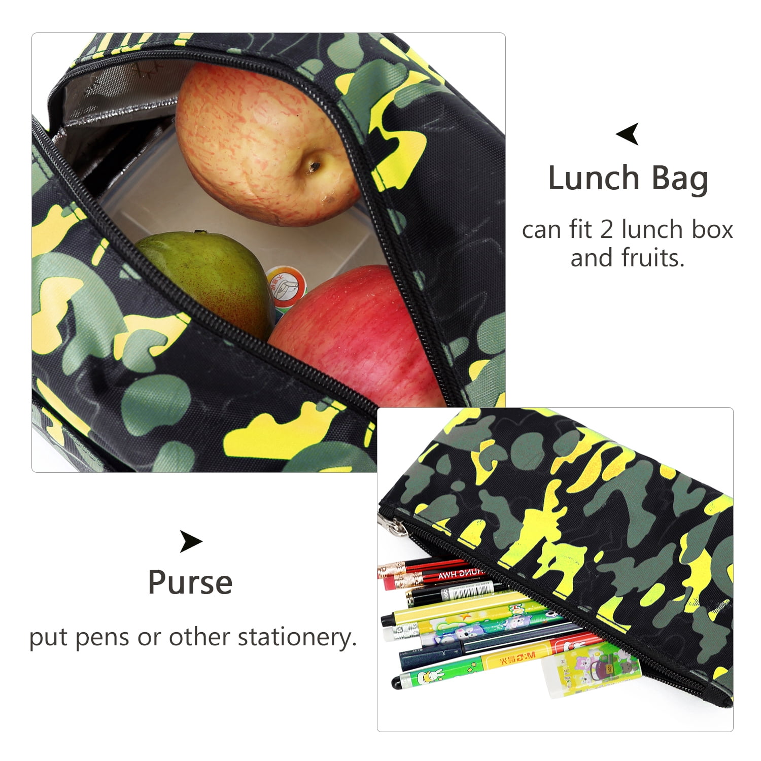 Forestfish Camo School Backpacks Set for Teen with Lunch Bag Water Resistant Lightweight Large Books Bag Yellow