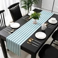 thumbnail image 3 of Aqua Striped Table Runner 108 Inches Long, Modern Farmhouse Blue White Stripes Kitchen Coffee Dining Table Decoration for Home Party Birthday Wedding Home Decor 13x108 Inches, 3 of 8