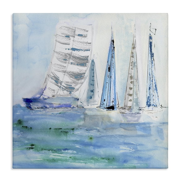 Stupell Industries Maritime Outlined Sailboats Transportation Painting Wrapped Canvas Art Print Wall Art, 17 x 17