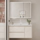 thumbnail image 2 of Tocador de baño moderno, mueble con espejo de moda, lavabo integrado de aluminio espacial, gabinetes de tocador de baño con muebles de lavabo, 2 of 4