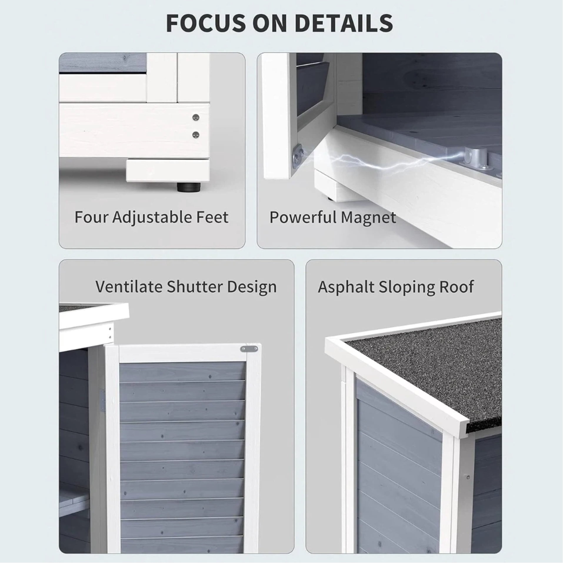 Lofka Outdoor Storage Cabinet with Floor, Vertical Wooden Tool Cabinet with Removable Shelves & Sloped Asphalt Roof for Patio Backyard Garden