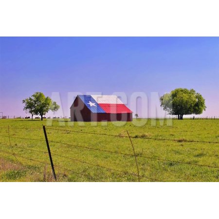 An Old Barn Painted With A Texas Flag Near Waco Texas Print Wall