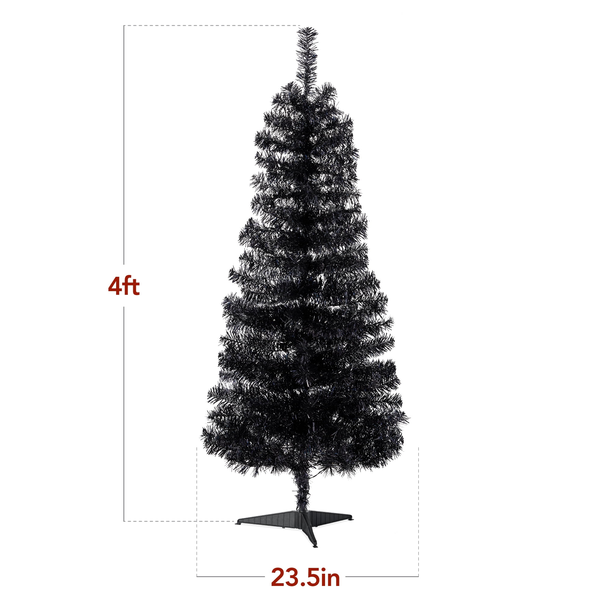 Best Choice Products 4ft Prelit Colored Christmas Tree, Artificial Tree Holiday Decor w/ Warm White LED Lights - Black Tinsel