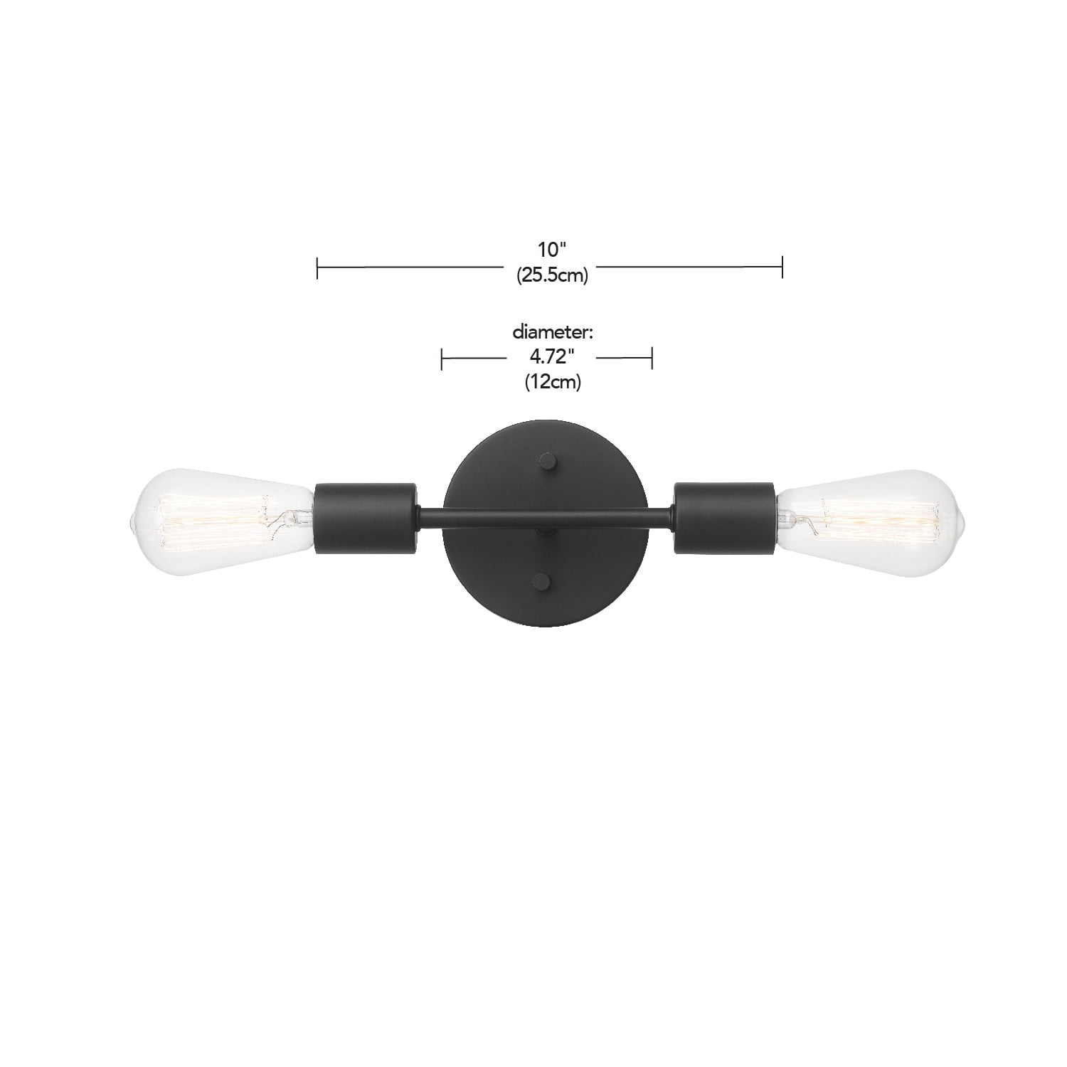 Better Homes & Gardens 10" 2 Reversible Light Vanity Fixture Matte Black, Bulb Not Included