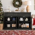 thumbnail image 3 of GZXS Sideboard Cabinet with Storage, 55.12" Large Kitchen Storage Cupboard with 2 Drawers and 4 Doors, Wood Coffee Bar Buffet Table for Kitchen & Dining Room, Black Brown, 3 of 9