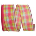 thumbnail image 1 of Reliant Ribbon 93398W-061-40F 2.5 in. Bright Plaid Today Wired Edge Ribbon, Pink - 10 Yards, 1 of 1