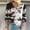 White, variant on Spring/Fall Women's Trendy Loose-Fit 3/4-Sleeves V-Neck Printed Blouse Casual Fashion Shirt Tops