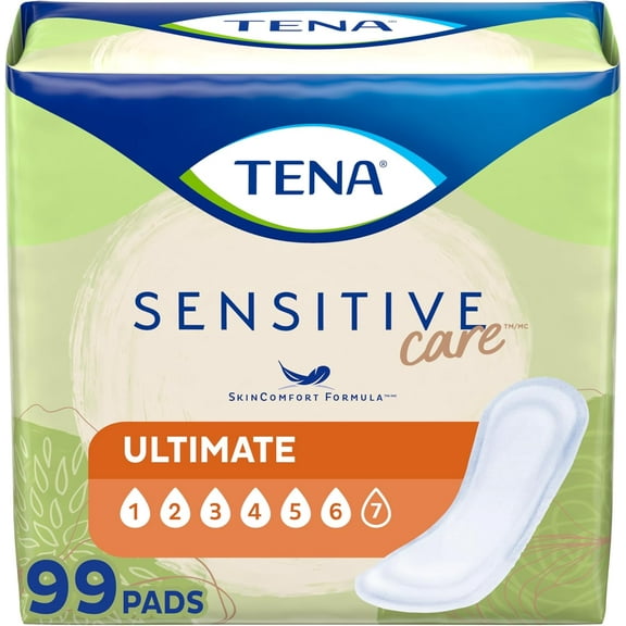 Incontinence Pads, Bladder Control & Postpartum for Women, Ultimate Absorbency, Extra Coverage, Long, Sensitive Care, 99 Count