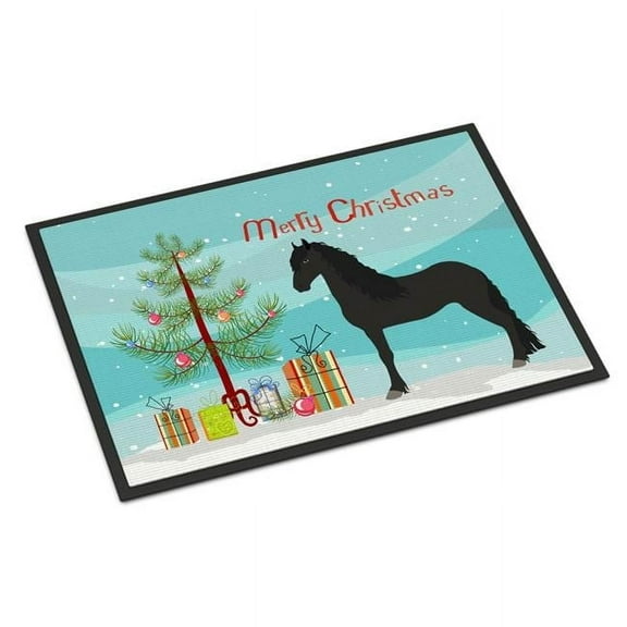 Caroline's Treasures BB9282JMAT Friesian Horse Christmas Door Mat, Indoor Rug or Outdoor Welcome Mat 24x36 Doormat ,