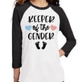 thumbnail image 2 of Keeper of the Gender Three-Quarter Raglan Sleeve Baseball Shirt Unisex Medium White/Black, 2 of 5
