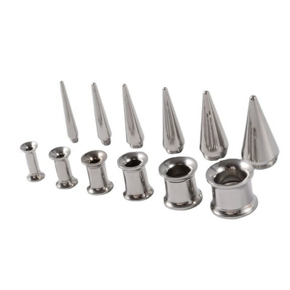 6Pcs/set Ear Stretching Tapers Plugs Stainless Steel Tunnels Gauges Expander Set Body Piercing Jewelry for Women Girl