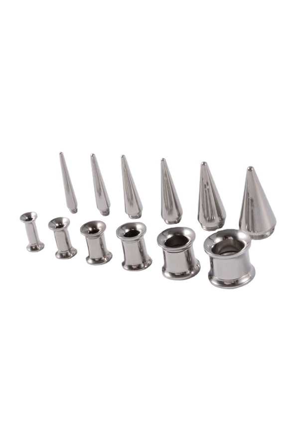 6 Pieces/set Unisex 2 in 1 Stainless Steel Screw Fit Interchangeable Taper Plug Piercing Ear Tunnel Stretcher Expander
