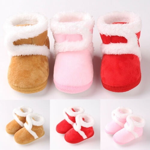 Newborn Baby Girl Toddler Fur Boots Soft Sole Crib Shoes Booties Prewalker 0 18M
